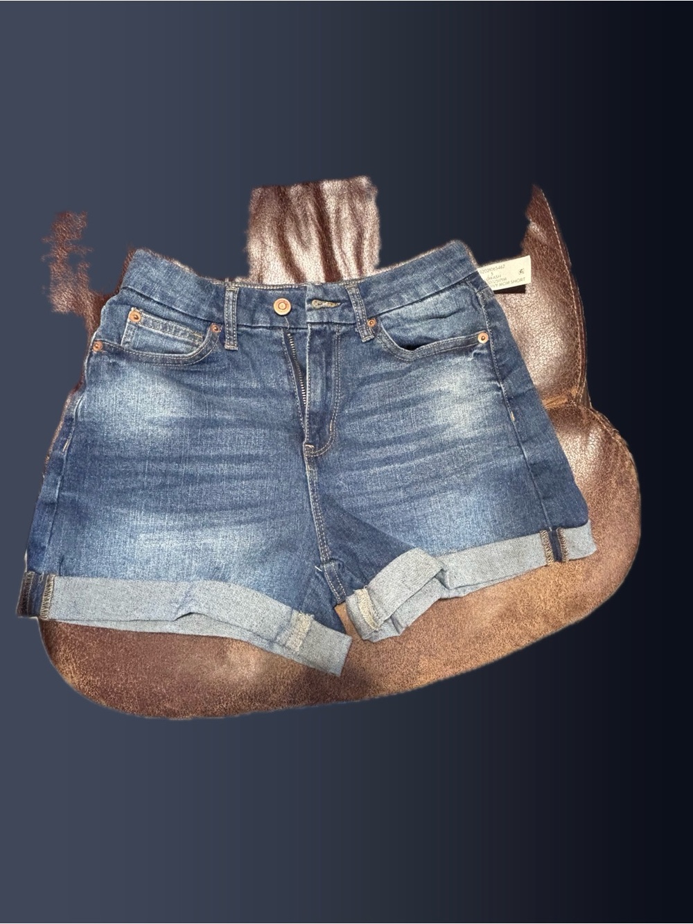 No Boundaries Mid Blue Rolled Cuff Denim Shorts